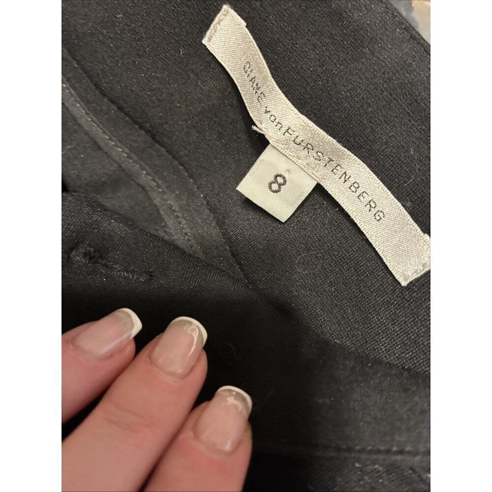 diane von furstenberg Authentic Solid Black Straight Leg Mid Rise Pants 8 Medium - Picture 5 of 6